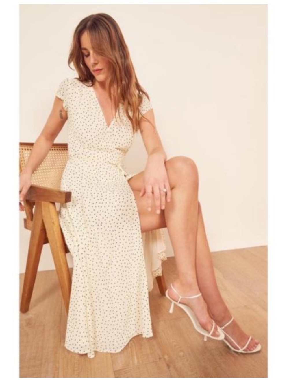 REFORMATION Reformation Carina Polka Dot Midi Wrap Dress size medium